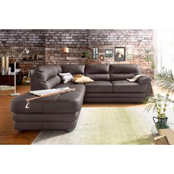 Ecksofa COTTA "Royale L-Form" Sofas Gr. B/H/T: 250cm x 88cm x 234cm, Kunstleder SOFTLUX, Ottomane links, ohne Bettfunktion, braun wahlweise mit Bettfunktion