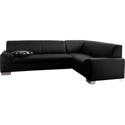 Ecksofa DOMO COLLECTION "Alisson L-Form", schwarz, B:249cm H:75cm T:181cm, Microfaser aus 100% Polyester, Softlux, das pflegeleichte Kunstleder aus 80% PVC, 18% Polyester und 2% Polyurethan, Strukturstoff aus 90% Polyester und 10% Polyacryl, Sofas, wahlweise mit Bettfunktion