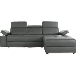 Ecksofa PLACES OF STYLE "Kilado, L-Form", grau, B:259cm H:98cm T:163cm, Sofas, mit Relaxfunktion, verstellbarer Armlehne, Kopfteilverstellung