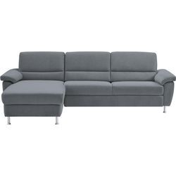 Ecksofa CALIZZA INTERIORS "Onyx L-Form", grau (1032 grau), B:270cm H:90cm T:158cm, Flachgewebe in Samt-Optik - 100% Polyester, Sofas, Recamiere links oder rechts, wahlweise mit Bettfunktion, Breite 270 cm