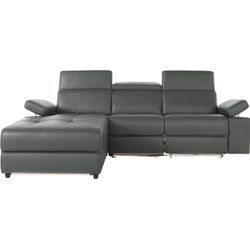 Ecksofa PLACES OF STYLE "Kilado, L-Form", grau, B:259cm H:98cm T:163cm, Echtleder/Kunstleder, Sofas, mit Relaxfunktion, verstellbarer Armlehne, Kopfteilverstellung