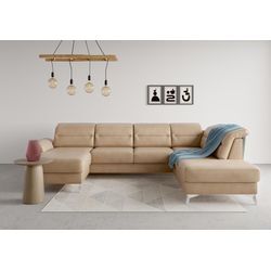 Wohnlandschaft SIT & MORE "Sinatra U-Form", braun (macchiato), B:326cm H:85cm T:220cm, 100% Polyester, Sofas, optional mit Kopfteilverstellung und Armteilfunktion etc.