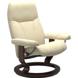 Relaxsessel STRESSLESS "Consul" Sessel Gr. Leder PALOMA, Classic Base Braun, Plus™System-Gleitsystem-Relaxfunktion-Drehfunktion-Kopfstützenverstellung-Rückteilverstellung, B/H/T: 76 cm x 100 cm x 71 cm, beige (vanilla paloma) mit Classic Base, Größe M, Gestell Braun