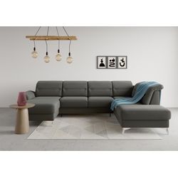 Wohnlandschaft SIT & MORE "Sinatra U-Form", grau, B:326cm H:85cm T:220cm, 90% Polyester, 10% Polyamid, Sofas, optional mit Kopfteilverstellung und Armteilfunktion etc.
