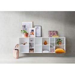 Bücherregal HAMMEL FURNITURE "Mistral Kubus", weiß, B:207cm H:69cm T:27cm, Spanplatte, Massivholz, Regale, Kombination aus 3 Modulen, Breite 207cm