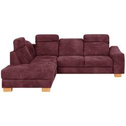 Ecksofa HOME AFFAIRE "Dundee L-Form", rot (bordeaux), B:263cm H:86cm T:219cm, Luxus-Microfaser Florence (100% Polyester), Sofas, wahlweise mit Kopfteilverstellung und zusätzlich mit Bettfunktion