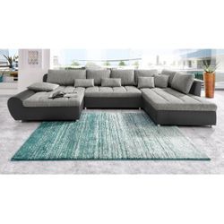 Wohnlandschaft SIT & MORE "Top Bandos U-Form", schwarz (schwarz, grau), B:364cm H:83cm T:192cm, Luxus-Kunstleder / Struktur ( 95% Polyester, 5% Baumwolle ), Sofas, in 2 unterschiedlichen Größen, wahlweise mit Bettfunktion