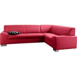 Ecksofa DOMO COLLECTION "Alisson L-Form", rot, B:249cm H:75cm T:181cm, Microfaser aus 100% Polyester, Softlux, das pflegeleichte Kunstleder aus 80% PVC, 18% Polyester und 2% Polyurethan, Strukturstoff aus 90% Polyester und 10% Polyacryl, Sofas, wahlweise mit Bettfunktion