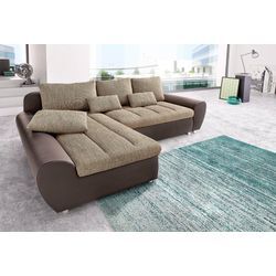 Ecksofa SIT & MORE "Top Bandos L-Form", braun (mokka, cappuccino), B:269cm H:83cm T:173cm, Luxus-Kunstleder / Struktur ( 95% Polyester, 5% Baumwolle ), Sofas, in 2 unterschiedlichen Größen, wahlweise mit Bettfunktion