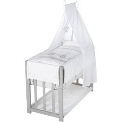 Stubenbett ROBA "4 in 1, Sternenzauber, taupe", Baby, Gr. Liegefläche B/L: 45cm x 90cm, kein Härtegrad, grau (taupe), MDF, Schichtholz, Babybetten, zu Wiege, Elternbett oder Bank umbaubar