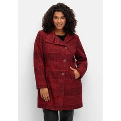 Outdoorjacke SHEEGO BY JOE BROWNS "Große Größen", Damen, Gr. 40, schwarz (schwarz, rot), Obermaterial: 100% Polyester;Futter: 100% Polyester, gemustert, feminin, figurumspielend lang, Langarm, Jacken, in Wolloptik und leichter A-Linie