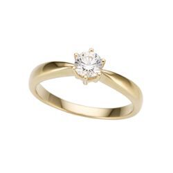 Solitärring FIRETTI "Schmuck Geschenk Gold 750 Damenring Verlobungsring Goldring Solitär" Gr. 16, gold (gelbgoldfarben), Fingerringe, Damen, 16, 0,5 ct P2 = erkennbare Einschlüsse, Gelbgold 750-Diamanten, Gelbgold 750, Diamanten, mit Brillant