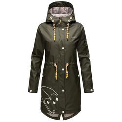 Outdoorjacke MARIKOO "Dancing Umbrella", Damen, Gr. S, grün (schwarz olive), Obermaterial: 70% Polyester, 30% Polyurethan, Innenmaterial: 100% Polyester, Futter&Wattierung: 100% Polyester, Ärmelfutter: 100% Polyester, Jacken, mit einer großen Kapuze