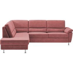 Ecksofa CALIZZA INTERIORS "Onyx L-Form", rot (18 rot), B:257cm H:90cm T:196cm, Microfaser 100% Polyester, Sofas, Ottomane links oder rechts, wahlweise mit Bettfunktion, Breite 257 cm