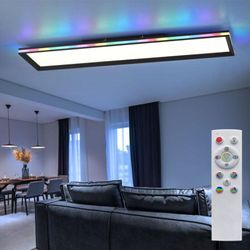 Led Deckenlampe Deckenleuchte Wohnzimmerlampe Tageslichtlampe Esszimmerleuchte, Kunststoff weiß, dimmbar Fernbedienung cct rgb Memory, 43W 2300Lm