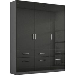 Drehtürenschrank RAUCH "Celle", grau (graumetallic, hochglanz effektgrau), B:136cm H:197cm T:54cm, Holzwerkstoff, Schränke, in vielen verschiedenen Ausführungen