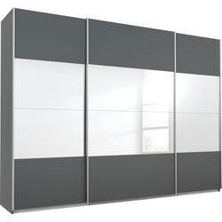 Schwebetürenschrank RAUCH "Quadra", grau (grau metallic, spiegel), B:315cm H:230cm T:62cm, Schränke, mit Spiegelelementen