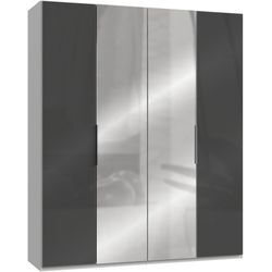 Kleiderschrank WIMEX "Level by fresh to go", weiß (weiß, grauglas), Schränke, B/H/T: 200cm x 236cm x 58cm, 4 St. Kleiderschrank Drehtürenschrank mit Glas- und Spiegeltüren