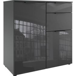 Kombikommode WIMEX "Level36 black C by fresh to go" Sideboards Gr. B/H/T: 81cm x 84cm x 41cm, 2 St., grau (graphit, glas grau) mit Glaselementen auf der Front, soft-close Funktion, 81cm breit