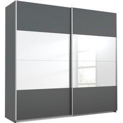 Schwebetürenschrank RAUCH "Quadra", grau (grau metallic, spiegel), B:226cm H:210cm T:62cm, Schränke, mit Spiegelelementen