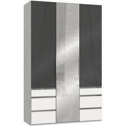Kleiderschrank WIMEX "Level by fresh to go", weiß (weiß, grauglas), B:150cm H:236cm T:58cm, Schränke, Drehtürenschrank Kleiderschrank, mit Glas-und Spiegeltüren