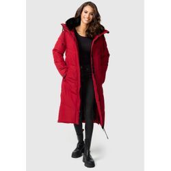 Winterjacke MARIKOO "Nadaree XVI" Gr. S, rot (dark red) Damen Jacken Stepp Mantel mit großer Kapuze