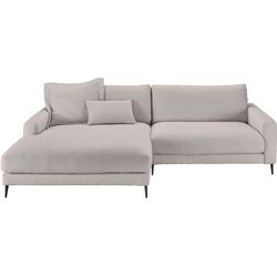 Ecksofa INOSIGN "Downtown, B/T/H: 272/190/84 cm L-Form", grau (hellgrau), B:272cm H:84cm T:190cm, 100% Polyester, Sofas, weicher Sitzkomfort auch in Cord und Bouclé, incl. Zierkissen