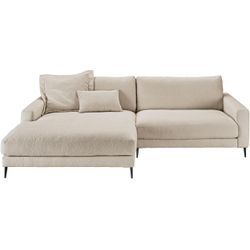 Ecksofa INOSIGN "Downtown, B/T/H: 272/190/84 cm L-Form", beige (natur), B:272cm H:84cm T:190cm, 96% Polyester, 4% Polyacry, Sofas, weicher Sitzkomfort auch in Cord und Bouclé, incl. Zierkissen