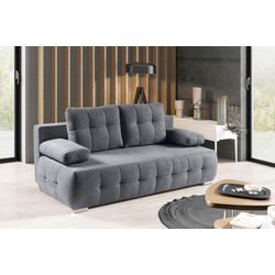 Schlafsofa WERK2 "Indigo", grau, B:205cm H:90cm T:95cm, 100% Polyester, Sofas, 2-Sitzer Sofa und Schlafcouch mit Federkern & Bettkasten