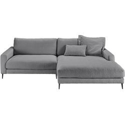 Ecksofa INOSIGN "Downtown, B/T/H: 272/190/84 cm L-Form" Sofas Gr. B/H/T: 272cm x 84cm x 190cm, Bouclé, Recamiere rechts, grau (stone) weicher Sitzkomfort auch in Cord und Bouclé, incl. Zierkissen