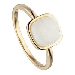 Fingerring JOBO "Ring mit Opal" Gr. 58, gelb (gelbgold 585, weiß), Fingerringe, Damen, 58, Gelbgold 585, 585 Gold