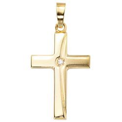 Kreuz-Anhänger JOBO "Anhänger Kreuz", gold (gelbgold 333), Schmuckanhänger, Damen, Gelbgold 333, 333 Gold mit Zirkonia