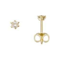 Paar Ohrstecker FIRETTI "Schmuck Geschenk Gold 750 Ohrschmuck Solitär", gold (gelbgoldfarben), Ohrringe, Damen, 0,2 ct P2 = erkennbare Einschlüsse, Gelbgold 585-Diamanten, Gelbgold 585, Diamanten, mit Brillant - Krappenfassung