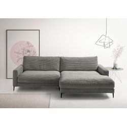 Ecksofa INOSIGN "Downtown, B/T/H: 272/190/84 cm L-Form", grau (dunkelgrau), B:272cm H:84cm T:190cm, 88% Polyester, 12% Polyacryl, Sofas, weicher Sitzkomfort auch in Cord und Bouclé, incl. Zierkissen