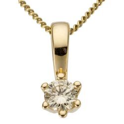 Ketten-Anhänger FIRETTI "Schmuck Geschenk Gold 750 Halsschmuck Anhänger Halskette Solitär" Schmuckanhänger Gr. 0,15 ct P2 = erkennbare Einschlüsse, Gelbgold 750-Diamanten, 0,5 g, goldfarben (gelbgoldfarben, gw=getöntes, weiß) Damen mit Brillant in Krappenfassung