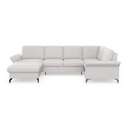 Wohnlandschaft PLACES OF STYLE "Calando U-Form", silber, B:326cm H:91cm T:188cm, 98% Polyester 2% Polyamid, Sofas, wahlweise mit Bettfunktion, Bettkasten und Armteilfunktion