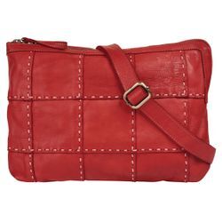 Umhängetasche SAMANTHA LOOK, Damen, Gr. B/H/T: 30cm x 23cm x 3cm onesize, rot, Leder, unifarben, leicht glänzend, Taschen, echt Leder, Made in Italy