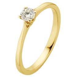 Fingerring PHÖNIX "Schmuck Geschenk Gold 333 Damenring Solitär LIEBE" Fingerringe Gr. 48, 0,23 ct SI = kleine Einschlüsse, Gelbgold 333-Diamanten, 2,0 mm, gelb (gelbgoldfarben) Damen Diamantringe Made in Germany - mit Brillant