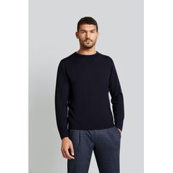 Rundhalspullover BUGATTI, Herren, Gr. L, blau (marine), Sweatware, 100% Wolle, casual, regular fit, Rundhals, Langarm Rippbündchen, Pullover, aus feiner Merinowolle