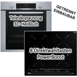 Bosch - herdset Einbaubackofen mit Induktionskochfeld - autark, 60 cm, Teleskopauszug, 3D Heißluft