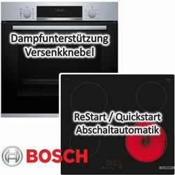 Bosch - Herdset Einbau-Backofen mit Glaskeramikkochfeld - 60 cm, autark