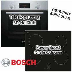 Bosch - Herdset Einbau-Backofen HBF134YS1 mit Induktionskochfeld PUG611AA5E schwarz - autark, 60 cm