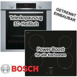 Bosch - herdset Einbaubackofen mit Induktionskochfeld Glaskeramik - autark, 60 cm, Teleskopauszug, 3D Heißluft