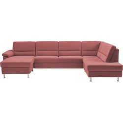 Wohnlandschaft CALIZZA INTERIORS "Onyx U-Form" Sofas Gr. B/H/T: 335cm x 90cm x 196cm, Samtoptik, Recamiere links, ohne Bettfunktion ohne Bettkasten, rot (1031 paprika) wahlweise mit Bettfunktion und Bettkasten