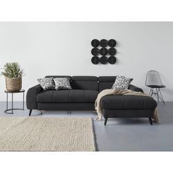 Ecksofa COTTA "Mia L-Form", schwarz, B:236cm H:74cm T:164cm, 100% Polyester, Sofas, 3-tlg.-Kissen-Set, Recamiere, wahlweise mit oder ohne RGB-Beleuchtung