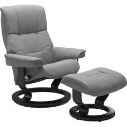 Relaxsessel STRESSLESS "Mayfair" Sessel Gr. Leder BATICK, Classic Base Schwarz, Relaxfunktion-Drehfunktion-Plus™System-Gleitsystem, B/H/T: 88cm x 102cm x 77cm, grau (wild dove batick) mit Hocker, Classic Base, Größe S, M & L, Gestell Schwarz