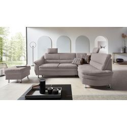 Ecksofa PLACES OF STYLE "Cardoso L-Form", grau, B:250cm H:90cm T:175cm, Struktur imprägniert (100% Polyester), Luxus-Microfaser ALTARA NUBUCK (100% Polyester), Struktur (52% Polyester, 35% Polyacryl, 13% Baumwolle), Luxus-Microfaser weich (90% Polyester, 10% Polyamid), Sofas, Federkern, wahlweise mit Bett, Schubkasten