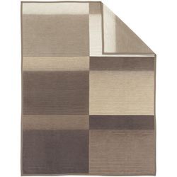 Wohndecke IBENA "Sorrento Jacquard", beige (beige, braun), B:150cm L:200cm, Baumwolle, Kunstfaser, Wohndecken, sanfter Farbverlauf, Kuscheldecke