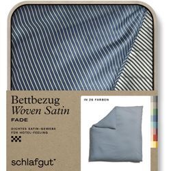 Bettbezug SCHLAFGUT "Woven Satin Fade mit feinen Streifen", blau (grau light, blau mid), B:240cm L:220cm, Mako-Satin, Obermaterial: 100% Baumwolle, Bettbezüge, mit Farbverlauf, Mix & Match: passender Kissenbezug erhältlich