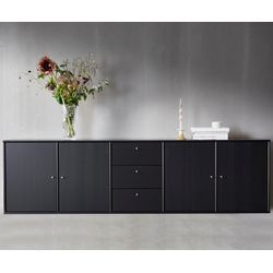 Sideboard HAMMEL FURNITURE "Mistral, Hochwertig Schrank, hängend/stehend montierbar", schwarz (schwarz gebeizt), B:220cm H:61cm T:42cm, Sideboards, mit Türen und Schubladen, B: 220 cm, anpassungsbar Designmöbel